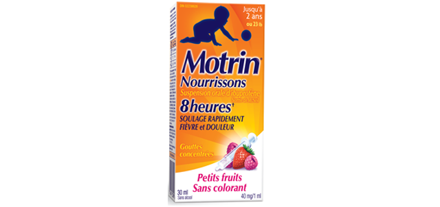 MOTRIN® Nourrissons Douleur et fièvre, 8 heures, Petits fruits, Sans colorant, 30 ml